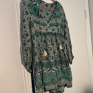 Spell  green mini dress long sleeve